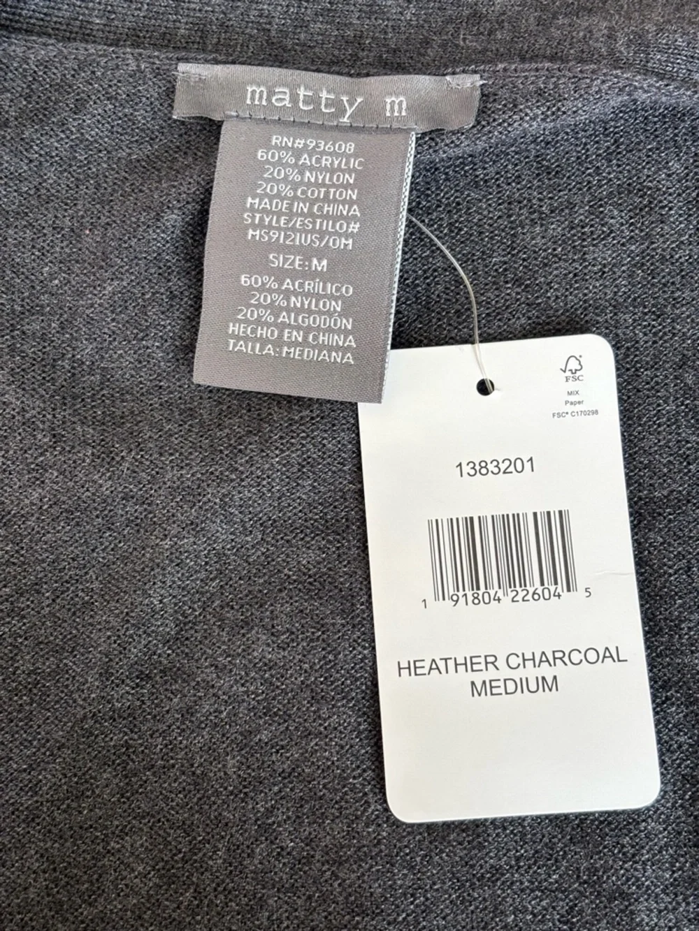 Matty M Open-Front Longline NWT Cardigan Heather Gray Women’s M - Picture 4 of 6